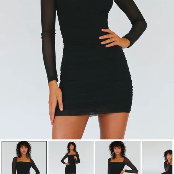 Princess Polly Black Ruched Dress - Picture 4 of 4